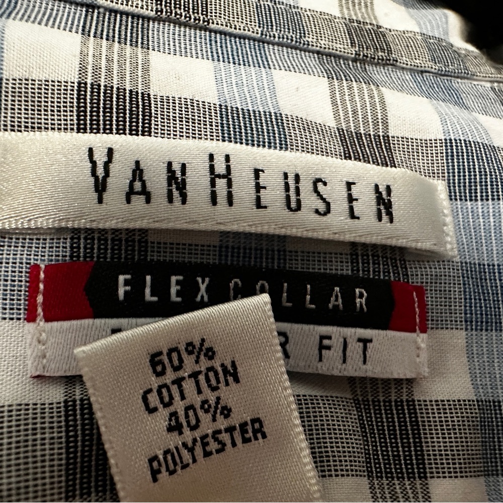 Van Heusen Black and White Plaid Button Down Shirt - Picture 5 of 5